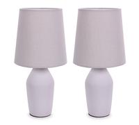 Set of 2 - Lilac Ceramic Base Table Lamp with Tapered Fabric Lampshade Bedroom Bedside Light