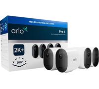 Arlo Pro 5 Security Camera Outdoor Wireless, 2K Video Battery Operated Home Outdoor Camera With Advanced Colour Night Vision, Siren & Dual-Band WiFi, Arlo Secure Trial Included, 4 Cameras, White