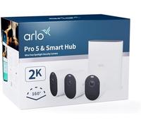 Arlo Pro 5 Security Camera Wireless with Smarthub, 2K HDR Video, Battery Operated, Colour Night Vision, Dual Band WiFi, 2-Way Audio, Local Storage, Arlo Secure Trial Included, 3 Cameras, White