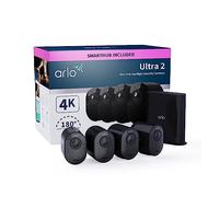 Arlo Ultra 2 Security Camera Outdoor, 4K UHD, Wireless CCTV, 6-Month Battery, Colour Night Vision, Weatherproof, Bright Spotlight, 2-Way Audio, 2 Cam Kit, Arlo Secure Trial Included, Black