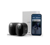 Arlo Ultra 3 Security Camera Outdoor Wireless, 4K UHD, AI Detection, Auto 12x Zoom, Colour Night Vision, Smarthub for Local Storage, Secure Trial Included, 2 Cameras with 2 Silicone Skins, Black
