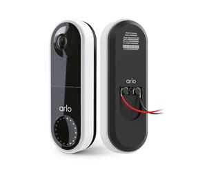 Arlo WIRED Video Doorbell Security Camera, HD Video, 2 Way Audio, Motion Detection, Built-in Siren, Night Vision, Existing Doorbell Wiring Required, with Free Trial of Arlo Secure Plan, White