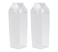 arlote 2 PCS Clear Square Milk Juice Water Bottle Portable Plastic Cup Milk Carton Water Bottle Outdoor Camping Drinking Cup B