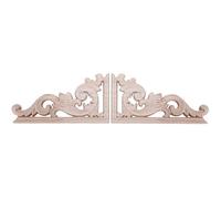 arlote 2pcs left+right(each 1pcs) Vintage Wooden Carved Corner Onlay Furniture Wall Decor Unpainted Frame Applique