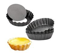 arlote 6 Pcs Egg Tart Molds, 3Inch Mini Tart Pans Removable Bottom, Cupcake Cake Muffin Mold Tin Pan Baking Tool