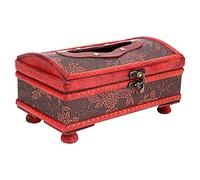 arlote Retro Vintage Copper Ring Pattern Wooden Paper Tissue Box Holder Decor New:Retro Red