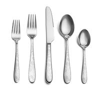 Arlox 40-Piece Hammered Silverware Set, Premium Stainless Steel Flatware Cutlery Set, Service for 8, Mirror Polished, Dishwasher Safe