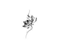 Arm And Collarbone, Traditional Chinese Ink Painting Style Lotus Herbal Temporary Tattoo Sticker, Long-lasting 2 Weeks, Fake Tattoos.