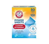 Arm and Hammer Power Laundry Detergent, Fresh Linen Laundry Sheets 50ct, up to 100 Small Loads, Ultraconcentrated Washing Detergent for deep clean