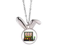 arm bandit illustration jackpot Rabbit Necklace Pendant Bunny Animal Jewelry Gift