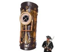 Arm Bracer - Leather Steampunk Bracers | 27 * 22cm Gauntlet Wristband, Gothic Wrist Guards, Adjustable Arm Accessories, Compass Style Details For Complete Retro Character Looks Halloween Dress Events