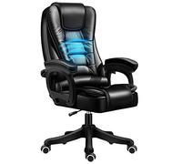 Arm Chair Executive Office Chair Executive Computer Desk Chair Bonded Leather Latex Pad, Lumbar Support Padded Armrest Ergonomic Task Managerial Chair for Office, Gaming (Color : Black)
