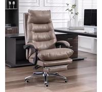 Arm Chair Executive Office Chair With Footrest, Design,High Back Recliner,Adjustable Back Rest,360° Swivel,Khaki