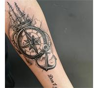 Arm Compass Totem Tattoo Sticker, Semi-permanent, Washable, Non-reflective, Long-lasting 2-weeks, Fake Tattoos