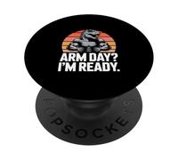 Arm Day I'm Ready Dinosaur Workout Gym Motivation PopSockets Adhesive PopGrip