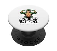 Arm Day I'm Ready Dinosaur Workout Gym Motivation PopSockets Adhesive PopGrip