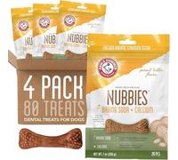 Arm & Hammer for Pets Nubbies Dental Treats - Baking Soda & Calcium Dog Dental Chews, Nubbed Texture Helps Scrub Plaque & Tartar While Chewing, Peanut Butter Flavor, 20 Count, 7 Ounce - 4 Pack