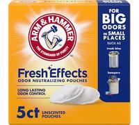 Arm & Hammer Fresh Effects Odor Eliminating Baking Soda Pouches, Unscented Deodorizer for Long Lasting Freshness in Shoes, Gym Bags, & Small Spaces, 5 count