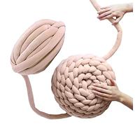 Arm Knitting Yarn - Thick Wool Yarns for Knitting,Soft Extra Cotton Washable Tube Bulky Thread for Braided Knot Throw Blanket, Beige