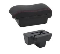 Arm Rest for Car Fit For VW Volkswagen Polo 2019-2024 Dual Layer Large Space Central Store Box Usb 2020 2021 2022 2023(C2 Red Line)