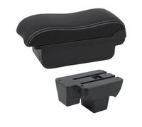 Arm Rest for Car Fit For VW Volkswagen Polo 2019-2024 Dual Layer Large Space Central Store Box Usb 2020 2021 2022 2023(E2 White Line)