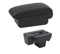 Arm Rest for Car Fit For VW Volkswagen Polo 2019-2024 Dual Layer Large Space Central Store Box Usb 2020 2021 2022 2023(B1 White Line)