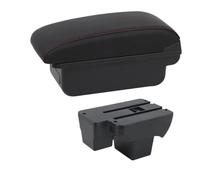 Arm Rest for Car Fit For VW Volkswagen Polo 2019-2024 Dual Layer Large Space Central Store Box Usb 2020 2021 2022 2023(E1 Red Line)