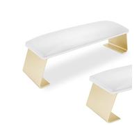 Arm Rest for Nails,Cleanable Leather Nail Tech Arm Rest Cushion,Soft Nail Hand Rest Stand Holder for Manicure Salon Technician Home DIY Nails,Anti-slip Gold Legs (White A)