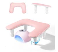 Arm Rest for Nails Tech, U-shaped Manicure Nail Arm Rest Stand,Luxurious Armrest Microfiber,Premium PU Leather Hand Rest Pillow for Acrylic Nail Cushion (Pink)