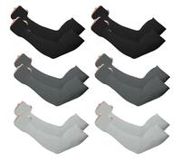 Arm Sleeves for Men Women 6 Pairs Tattoo Cover Up UPF 50 UV SUN Protection Cooling Sun Sleeves with Thumb Hole Sleeves for Outdoor Sports and Daily, Black & Dark Grey & Light Grey
