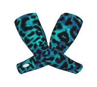 Arm Sleeves for Women Men,Abstract Blue Leopard Cheetah Print Cooling Ice Silk Arm Cover Sleeves Compression UV Sun Protection Sleeves
