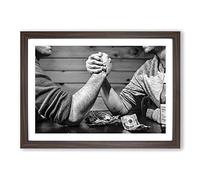 Arm Wrestling Framed Print | A2 Walnut Framed Wall Art | Ready to Hang | Modern Nature Picture | Living Room Bedroom Lounge Office