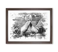 Arm Wrestling V3 Modern Framed Print | A3 Walnut Framed Wall Art | Ready to Hang | Modern Nature Picture | Living Room Bedroom Lounge Office