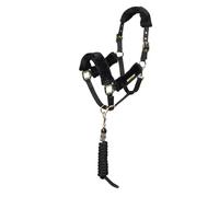 ARMA Faux Fur Headcollar and Lead Rope Black - Pony