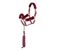 ARMA Faux Fur Headcollar and Lead Rope Burgundy - Cob