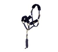 ARMA Faux Fur Headcollar and Lead Rope Navy - Pony