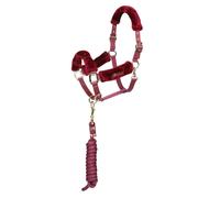 Arma Faux Fur Headcollar & Lead Rope - Full · Burgundy