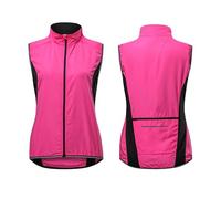 ARMAAN Cycling Gilet for Women Ultralight Stand Collar Softshell Running Vest Reflective Windproof Rainproof Bicycle Sleeveless Jacket Biking MTB Bike Suits Moisture Wicking Sports Waistcoat,Pink-S