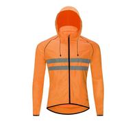 ARMAAN Men Packable Cycling Jacket, Youth Windproof Waterproof Trench Coat, Motorcycle Bicycle Running Clothing With Big Pocket Outdoor Gear For Road Bike MTB Daily Life Gym,Orange-XL