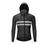 ARMAAN Men Packable Cycling Jacket, Youth Windproof Waterproof Trench Coat, Motorcycle Bicycle Running Clothing With Big Pocket Outdoor Gear For Road Bike MTB Daily Life Gym,Black-XXL