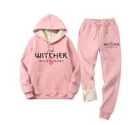 ARMAAN Men's Fleece Hoodie Set - Long Sleeve Leisure Winter Suit - Tracksuit Suit for Witcher - Cotton Pullover with Kangaroo Pocket - Sportswear Jogging Suit,Pink-5x_l