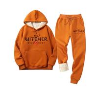 ARMAAN Men's Fleece Hoodie Set - Long Sleeve Leisure Winter Suit - Tracksuit Suit for Witcher - Cotton Pullover with Kangaroo Pocket - Sportswear Jogging Suit,Orange-x_l