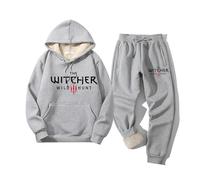 ARMAAN Men's Fleece Hoodie Set - Long Sleeve Leisure Winter Suit - Tracksuit Suit for Witcher - Cotton Pullover with Kangaroo Pocket - Sportswear Jogging Suit,Grey-3x_l