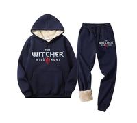 ARMAAN Men's Fleece Hoodie Set - Long Sleeve Leisure Winter Suit - Tracksuit Suit for Witcher - Cotton Pullover with Kangaroo Pocket - Sportswear Jogging Suit,Blue-3x_l