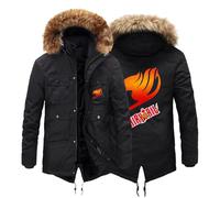 ARMAAN Men's Winter Parka, Jackets Fleece Lined For FAIRY TAIL, Cotton Cargo Coats Full Zip Thick Multi Pocket Warm Windbreaker Outdoor Hiking With Removable Hood,Color 1-xx_l
