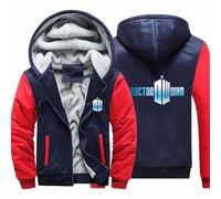 ARMAAN Men's Zip Up Hoodies for Doctor Who Fleece Jackets Thick Warm Hooded Sweatshirts Thermal Lined Pullover Coats Tops Patchwork Jackets with Pockets,Color C-4x_l