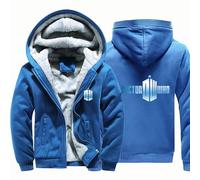 ARMAAN Men's Zip Up Hoodies for Doctor Who Fleece Jackets Thick Warm Hooded Sweatshirts Thermal Lined Pullover Coats Tops Patchwork Jackets with Pockets,Color L-4x_l
