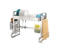 ARMAAN Over The Sink Dish Drying Rack With Utensil, 1/2 Tier Kitchen Counter Dish Drainer Rack Sink Organizer Shelf Holder Sponge Holder Caddy For Kitchen Counter Organization,A 1 Tier- 72cm/28.35in