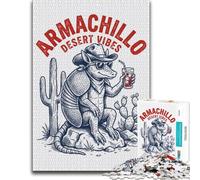 Armachillo Desert Vibes Poster, Funny Armadil Jigsaw Puzzle, 1000 Piece | A January puzzle challenge on early-year evenings for a satisfying challenge.