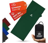 Armadic 100% Organic Cotton Sleeping Bag with Zip (Only 370 g) - Ultra Light, Small and Thin Travel Sleeping Bag, Sleeping Bag Lining, Ideal for Backpacking, Hostels and Mountain Huts (Green)